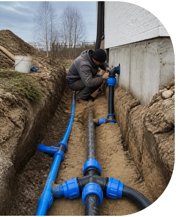 Монтаж наружного водопровода на участке под ключ в Шахтах