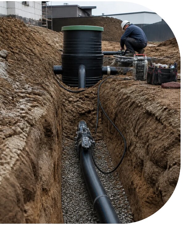 Монтаж напорной канализации для домов и объектов в Шахтах